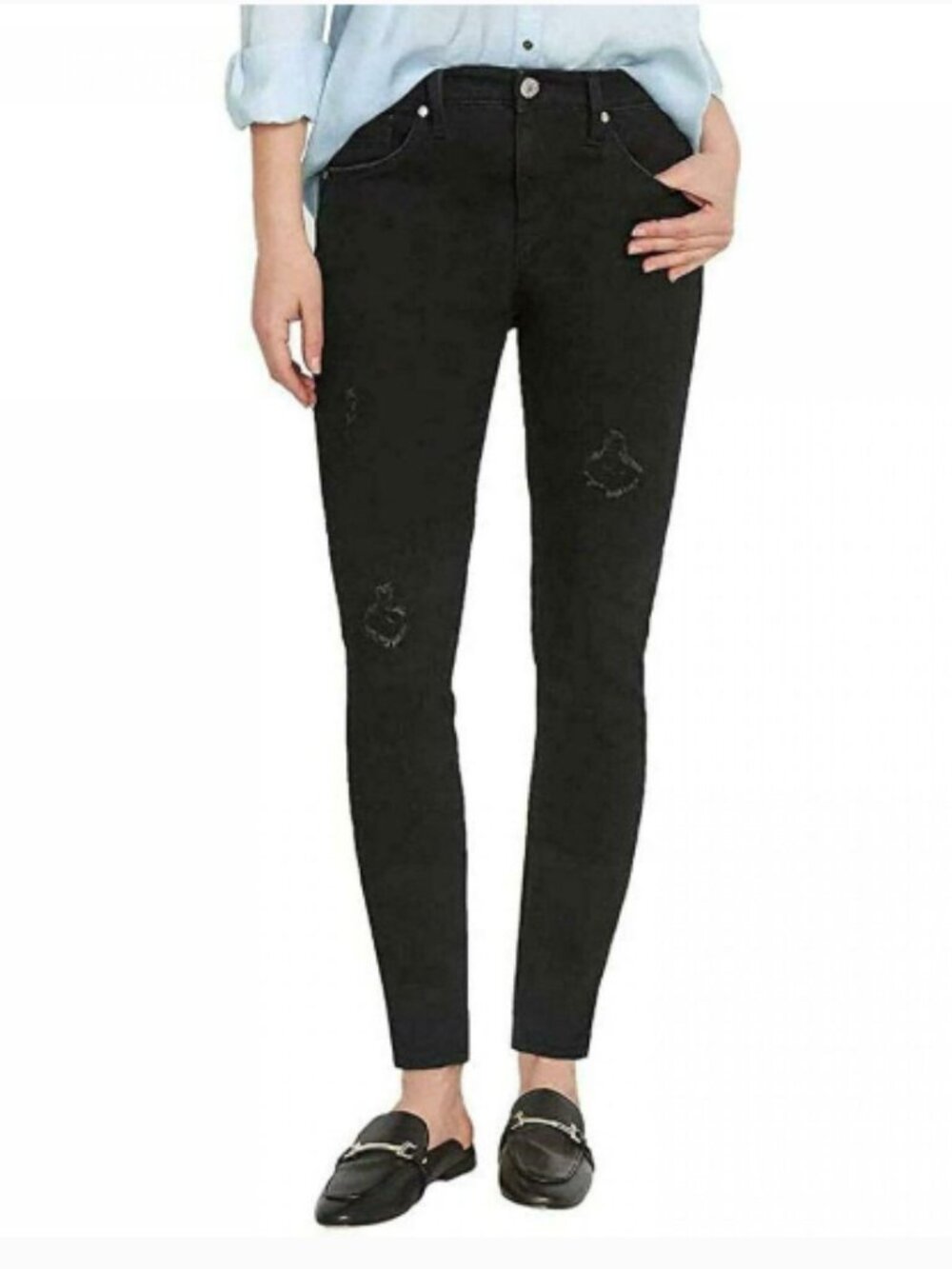 Buffalo David Bitton Jess Rip and Repair Mid-Rise Skinny Jeans 4/27 Black #287H